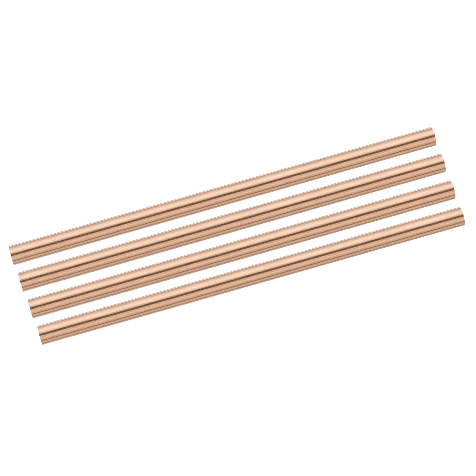 QUARKZMAN 4er Pack Reiner Kupfer Rundstab 10mm/0,39 Zoll Durchmesser 224mm/8,82 Zoll Länge Massiver Kupferstab Drehstahl Lager für DIY Metallhandwerk Metallbearbeitung Hobbys