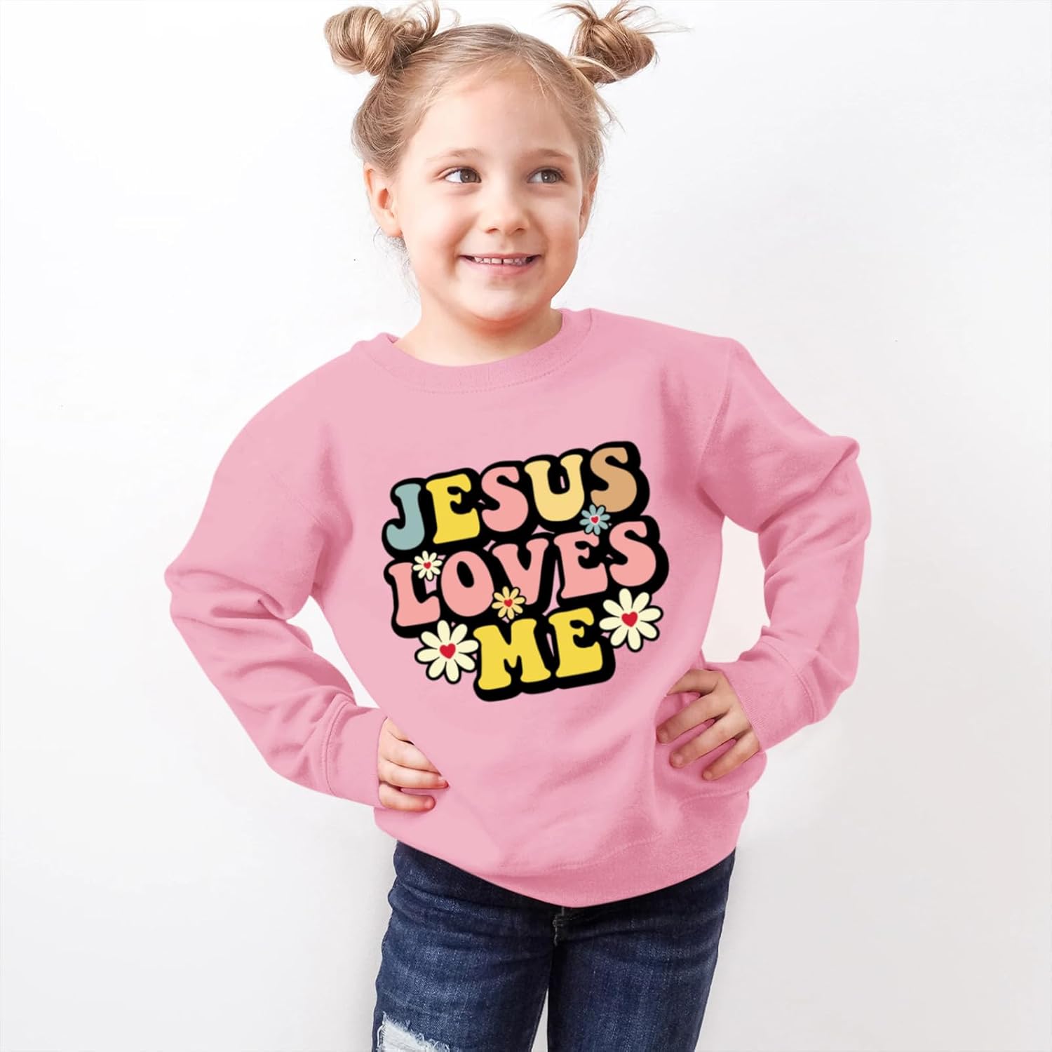 Girl's Christian Graphic Sweatshirt Jesus Hoodies for Kids Faith Cute Shirts Religious Bible Verse Pullover Tops - Image 2