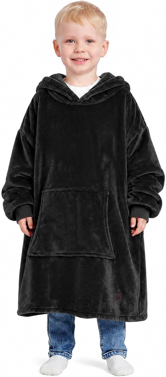 Catalonia Oversized Hoodie Blanket for Kids, Fleece Wearable Pullover | Large Front Pocket, Cozy Hooded Design, Perfect for Gaming, TV Time, Lounging & Reading, Gift for Boys & Girls Ages 4-12