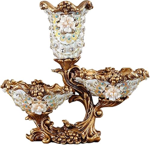 ZR-DECOR Floreros grandes de resina de estilo europeo para sala de estar, comedor, mesa, dormitorio, oficina, hotel, decoración del hogar, jarrón