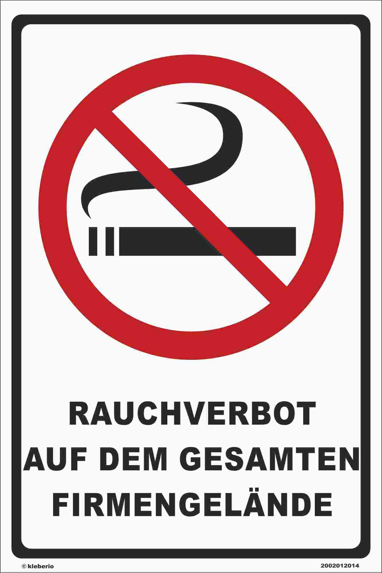 Schild 60 x 40 cm - Rauchverbot a. d. g. Firmengelände - Aluminiumverb.
