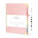 Forvencer 2026 Planner&comma; Hardcover Calendar Planner Weekly and Monthly&comma; January 2026 - December 2026&comma; 6" x 8"&comma; Spiral Agenda Book with Tabs&comma; Exquisite Daily Journal with Inner Pocket&comma; Organizer Notebook for Office Home School&comma; A5 Size&comma; Pink