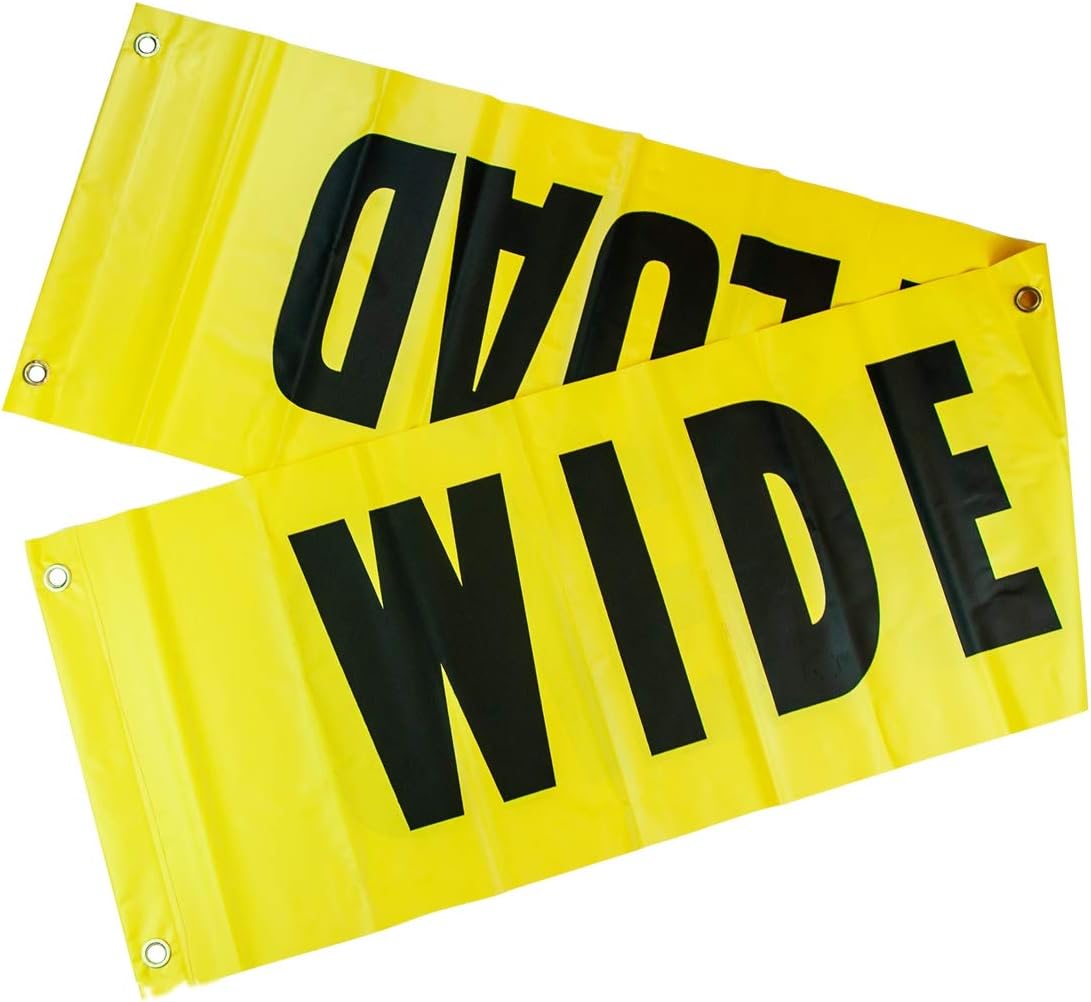 VULCAN Wide Load/Oversize Load Banner with Heavy Duty Brass Banner Grommets - Reversible - 18 Inch x 84 Inch - 2 Pack