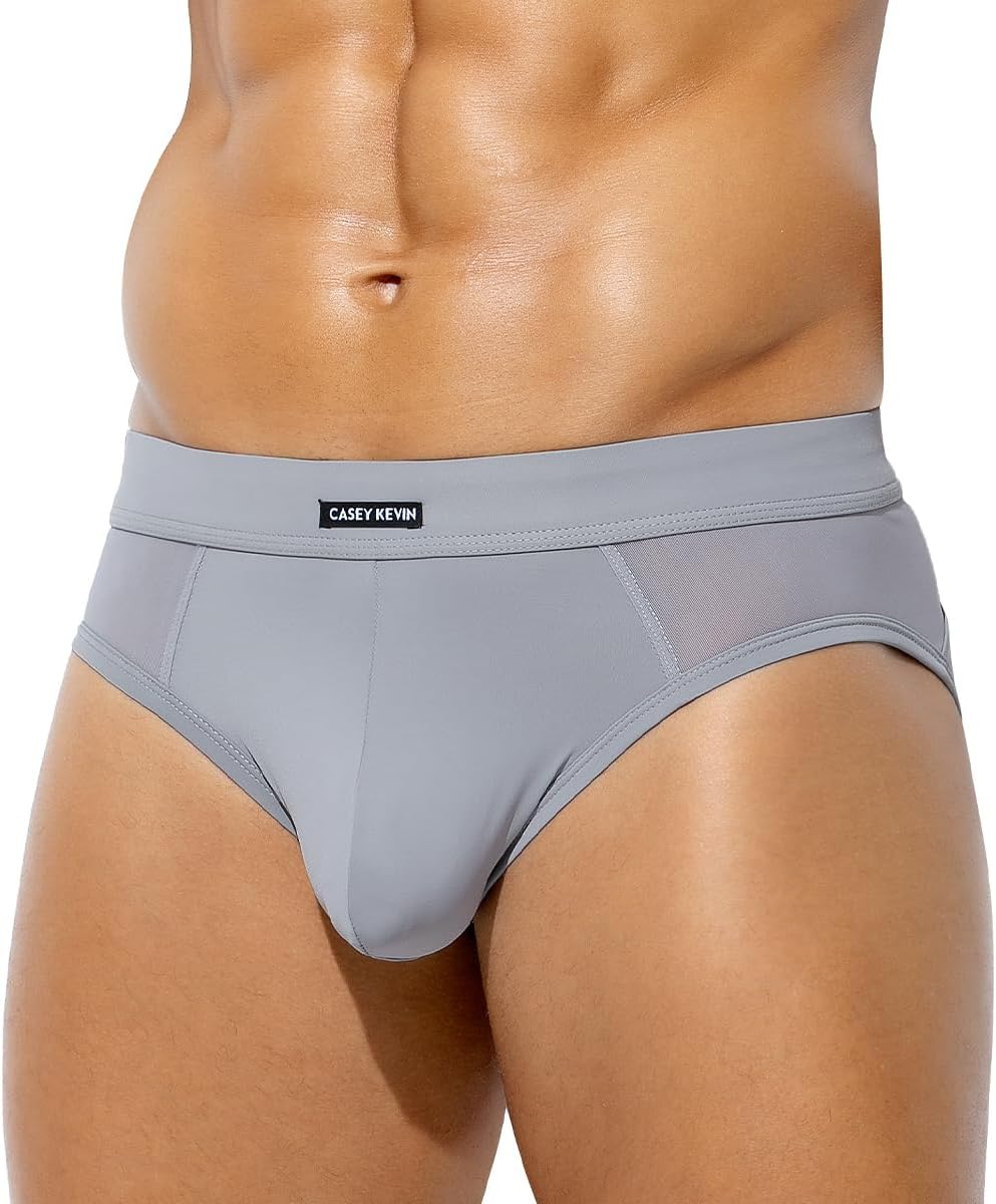 Casey Kevin Men's Sexy Briefs Mesh Breathable Low Rise Bulge Pouch Underwear