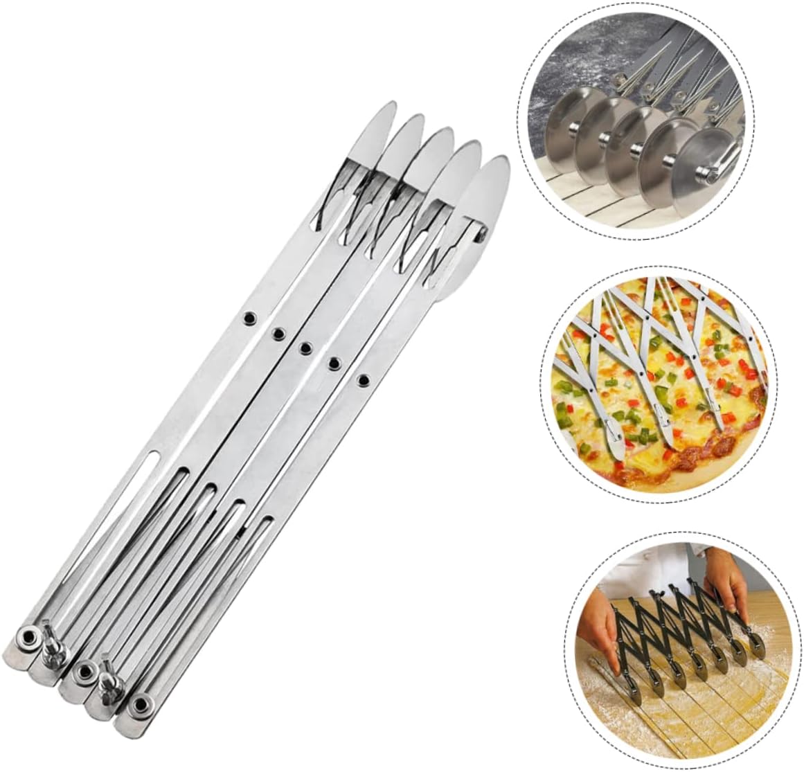 Adjustable Wheel Pastry Cutter Roller Stainless Steel Dough Divider Pizza Slicer for Cake Bread Brownies Baking Lightweight Compact Design for Uniform Portions and Easy Storage