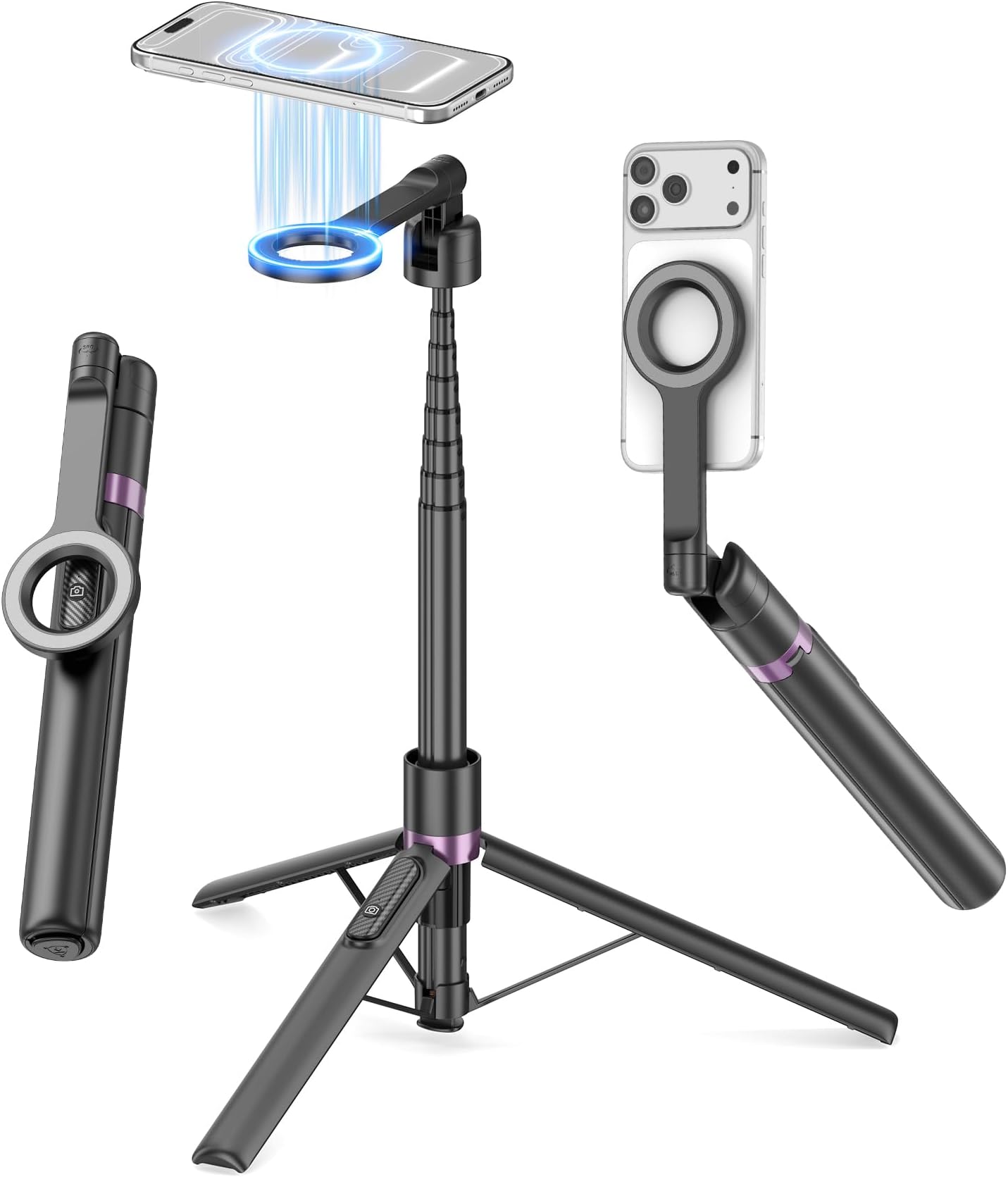 68" Magnetic Phone Tripod Selfie Stick, Phone Stand for Overhead&MagSafe