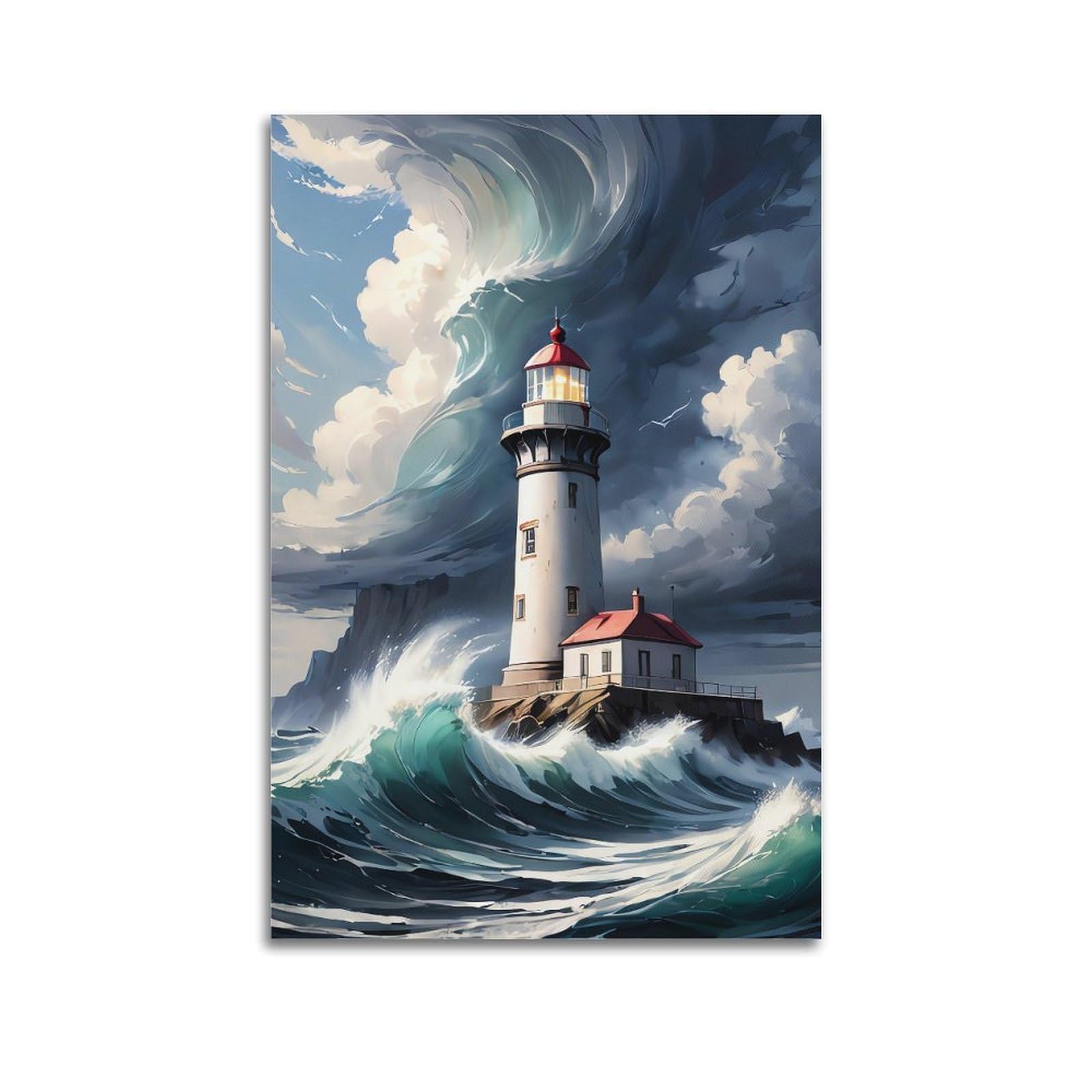 CXHJCA Lighthouse Poster Stormy Sanctuary Poster Decorative Painting Canvas Wall Posters And Art Picture Print Modern Family Bedroom Decor Posters 12x18inch(30x45cm)
