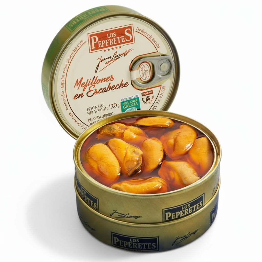 LOS PEPERETES Pack Gourmet Marisco Gallego con Champagne Francés | Berberechos al Natural ×2 · Navajas al Natural ×2 · Mejillones en Escabeche ×2 | Lote Delicatessen