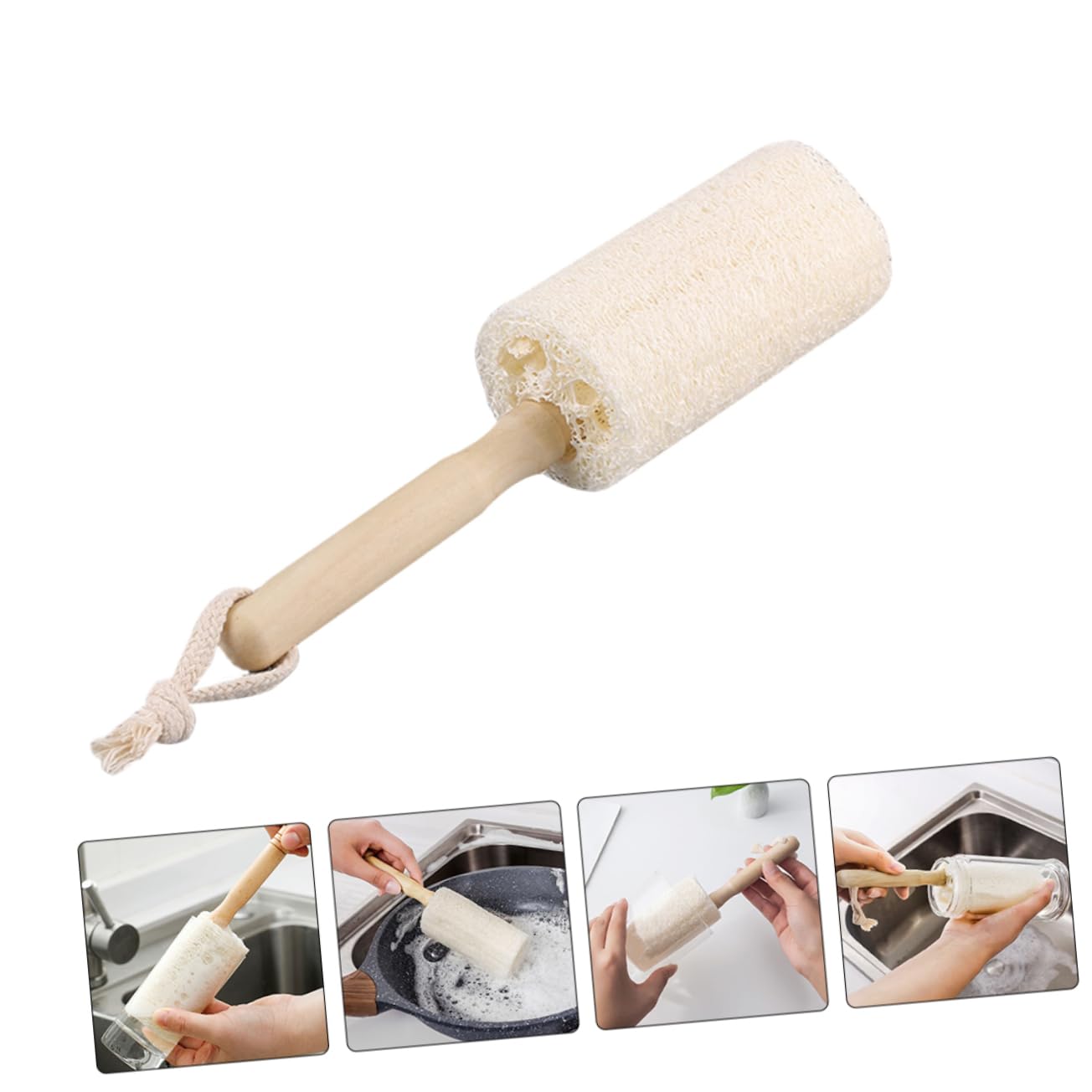 IMIKEYA 3 Set Spazzola Per La Pulizia Della Luffa Spazzola Per La Pulizia Delle Pentole Scovolino Da Cucina Detergente Per Bottiglie D'acqua Spazzola Da Cucina Di Legno Beige 3 Pezzi * 3