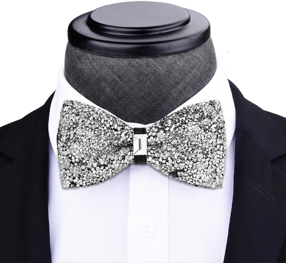 2 Nœuds Papillons à Paillettes Pour Homme - Pré-noués, élastique, Pour Soirée, Mariage, Déguisement