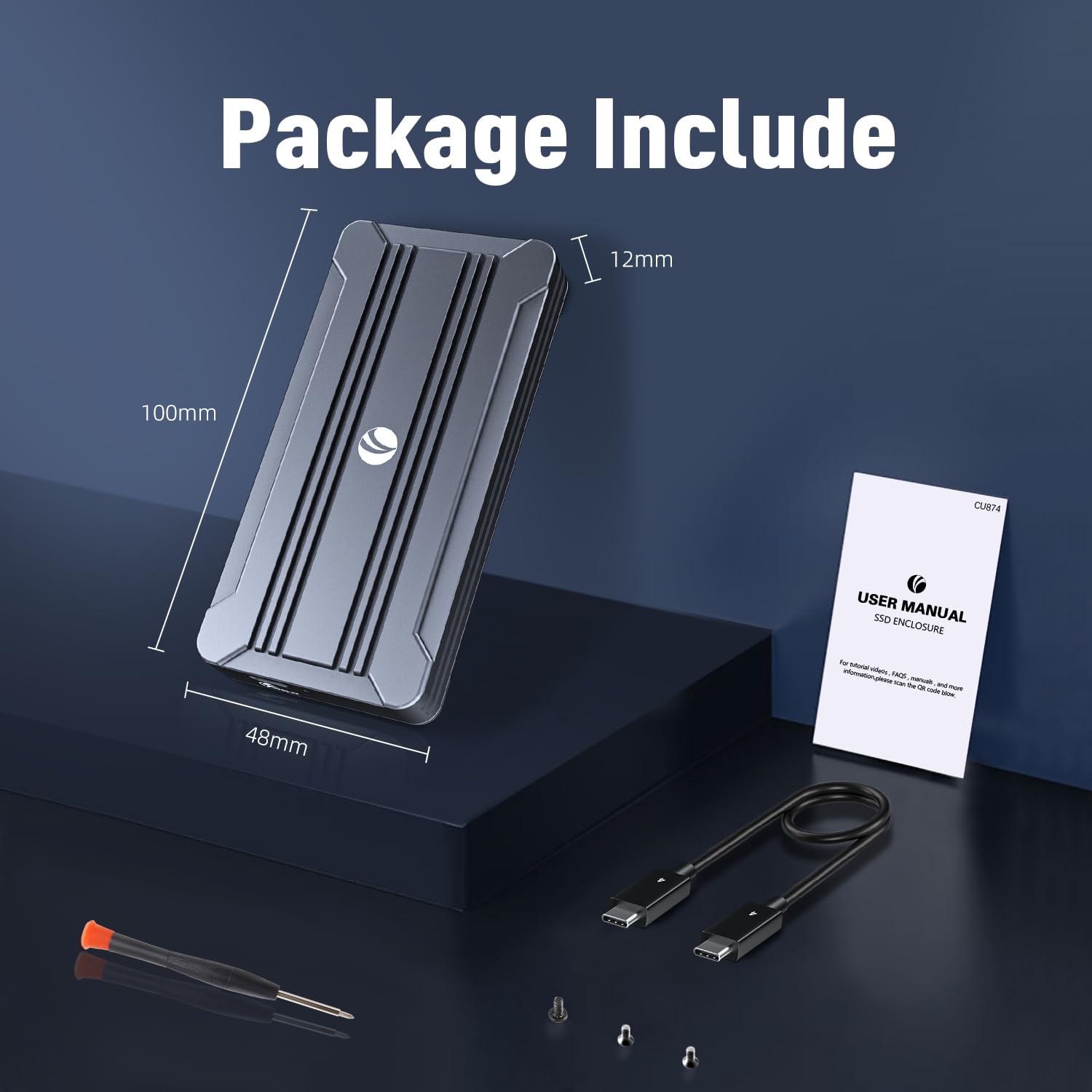 VCOM Obudowa SSD M2 40 Gbps, obudowa USB4 NVMe kompatybilna z Thunderbolt 4 | do 3094 MB/s, aluminiowa obudowa SSD do PCIe 2280 M-Key (B+M Key), USB4/3.2/3.1/3.0, nie dla M.2 SATA