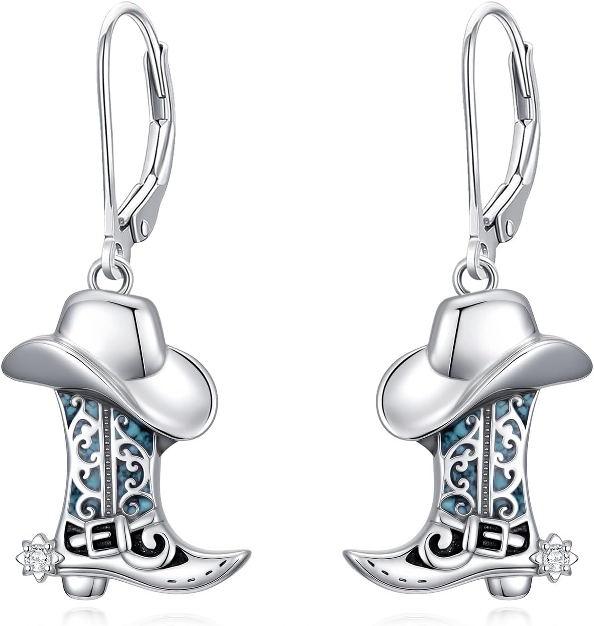 YYB Cowgirl Earrings Western Earrings for Women Sterling Silver Turquoise Dangle Drop Western Jewelry for Women Birthday Gifts for Her