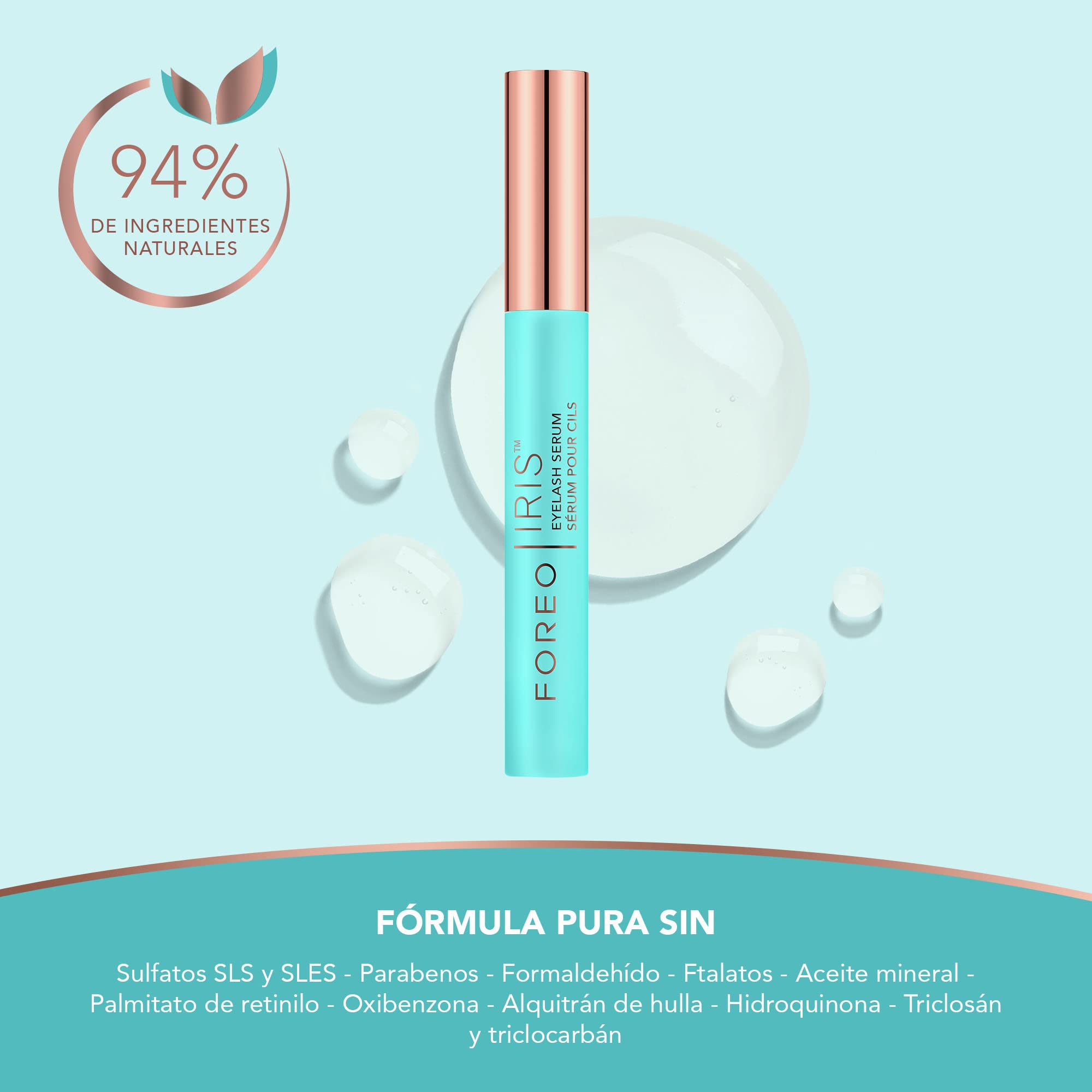 FOREO IRIS Serum Pestañas y Ceja - Volumen, Protección y Fuerza - Serum Pestañas Crecimiento - Sérum de Pestañas y Cejas Concentrado - Fitoqueratina, Arginina y Acido Hialuronico - Sin fragancia