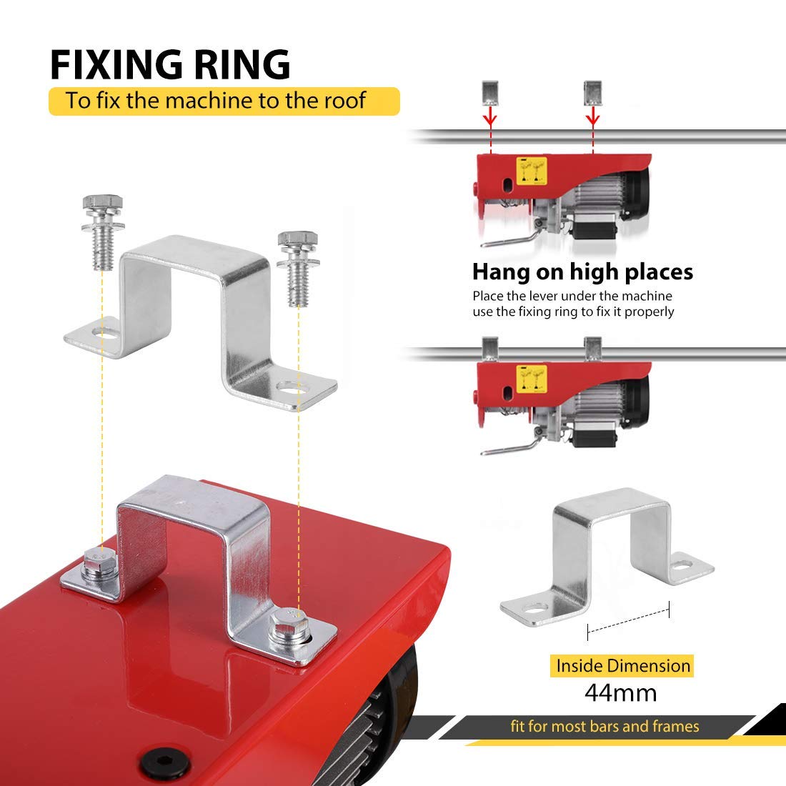AC-DK 880 lbs Lift Electric Hoist with Crane Remote Control Power System, 110V Overhead Crane Garage Ceiling Pulley Winch, Zinc-Plated Steel Wire and w/Straps (w/Emergency Stop Switch): Industrial & Scientific