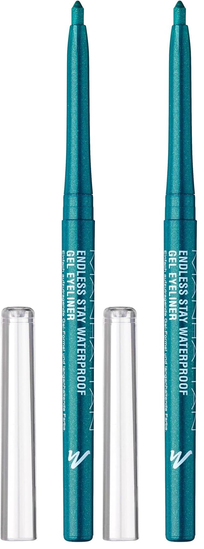 Manhattan Endless Stay Waterproof Gel Eyeliner – Grüner Gel Eyeliner mit Glitzer und herausdrehbarer Mine ohne Anspitzen – Farbe Emerald Sparkle 005 – 1 x 2,6g (Packung mit 2)