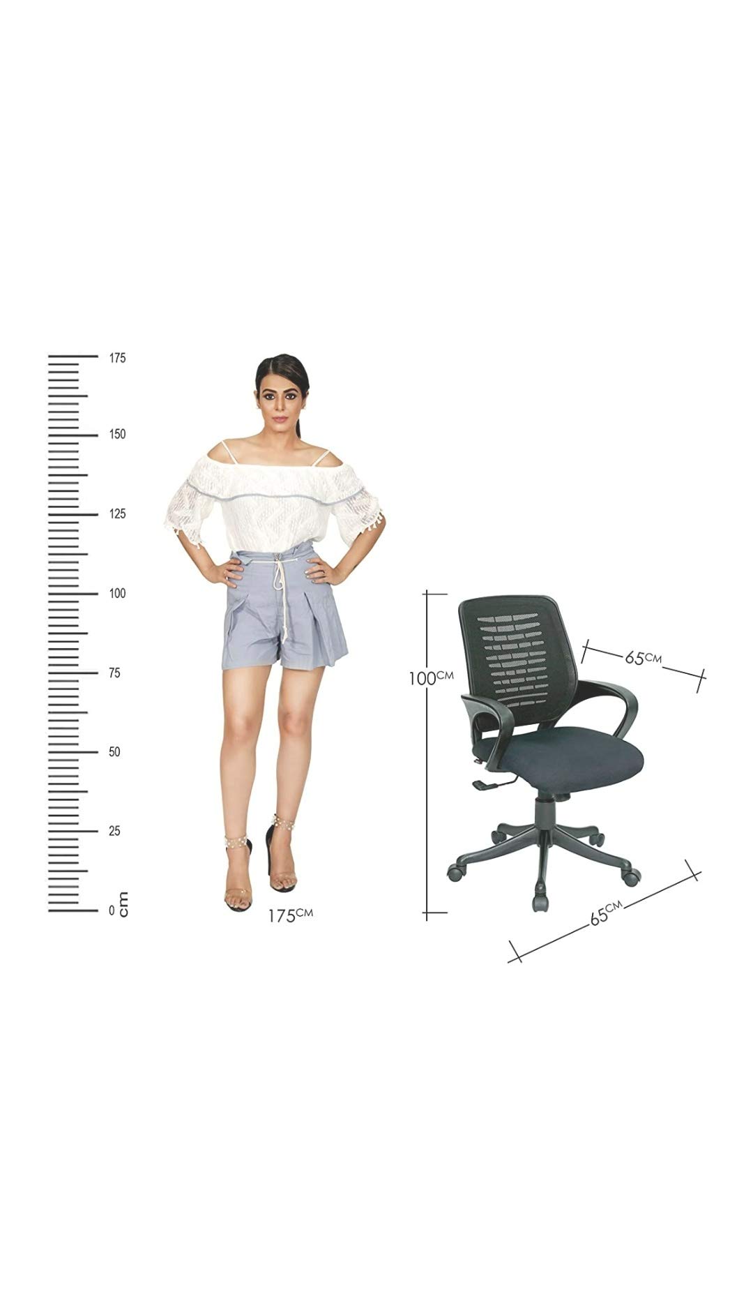 ADOC Chairs Verbin Ergonomic Office Chair with Comfortable Mesh Back, Fixed Armrest & Sturdy Base (Black) 2