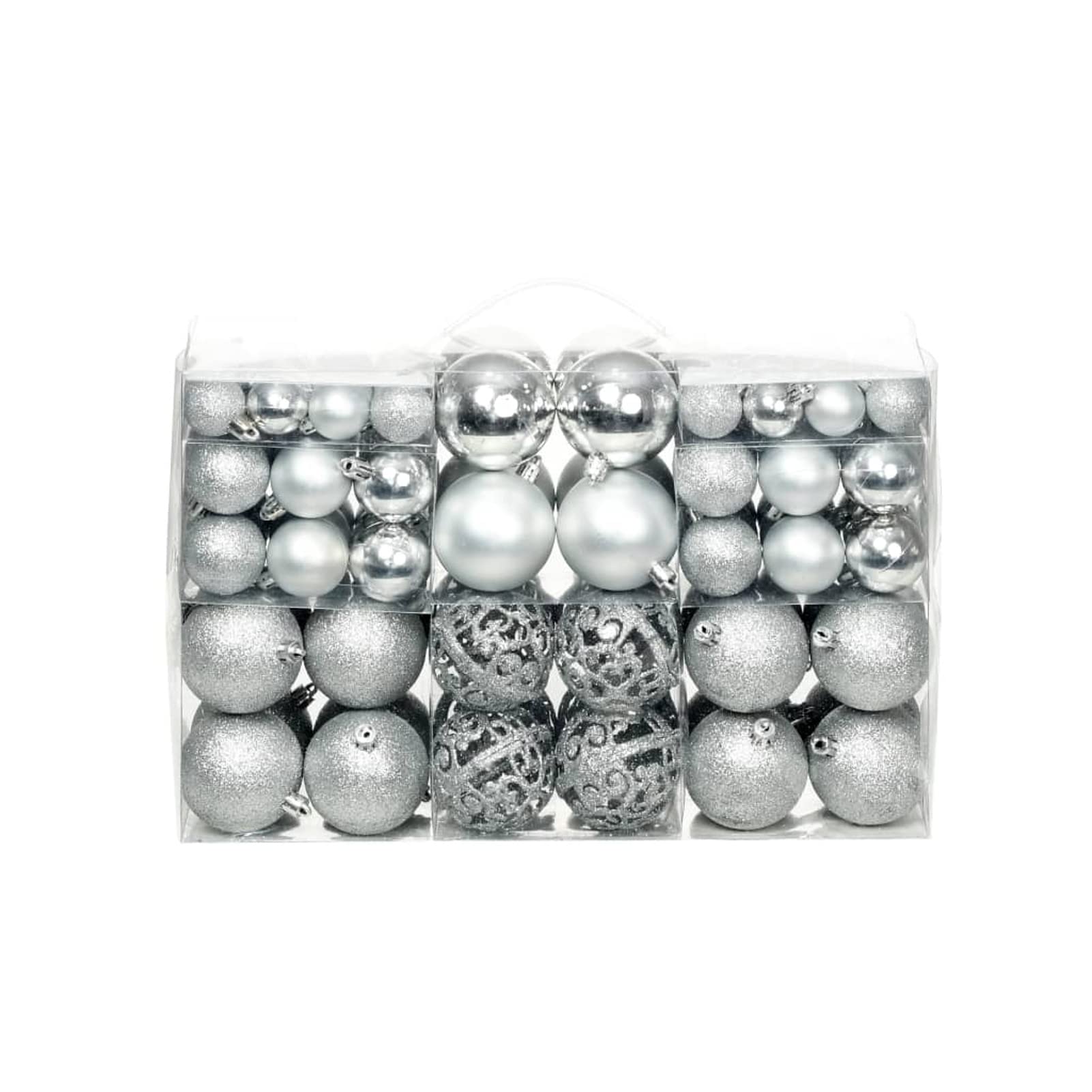ARKEM 100-tlg. Weihnachtskugel-Set 3/4/6 cm Silbern Weihnachtsdeko HäNgend WeihnachtsanhäNger Personalisiert