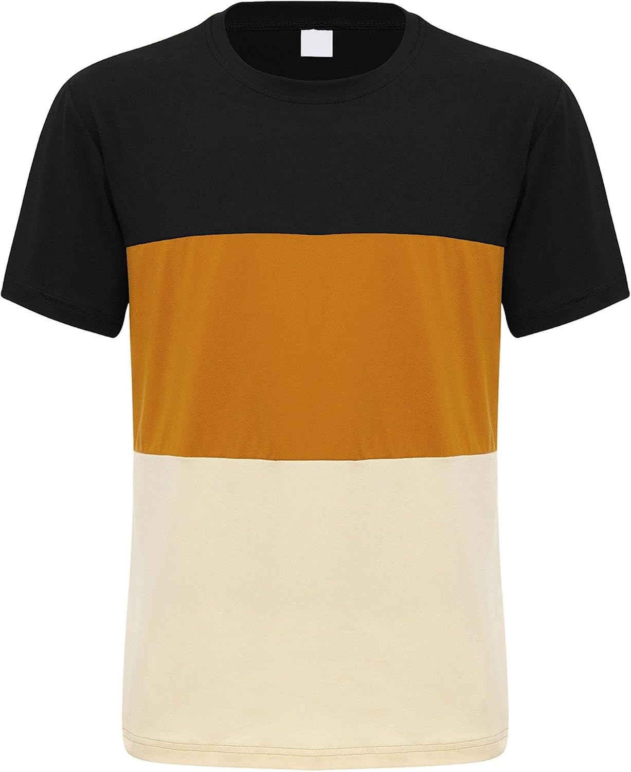 Men Summer Color Block Athletic T Shirt Round Collar Short Sleeve Cozy Shirt Classic Daily Wear Street Pullover Top