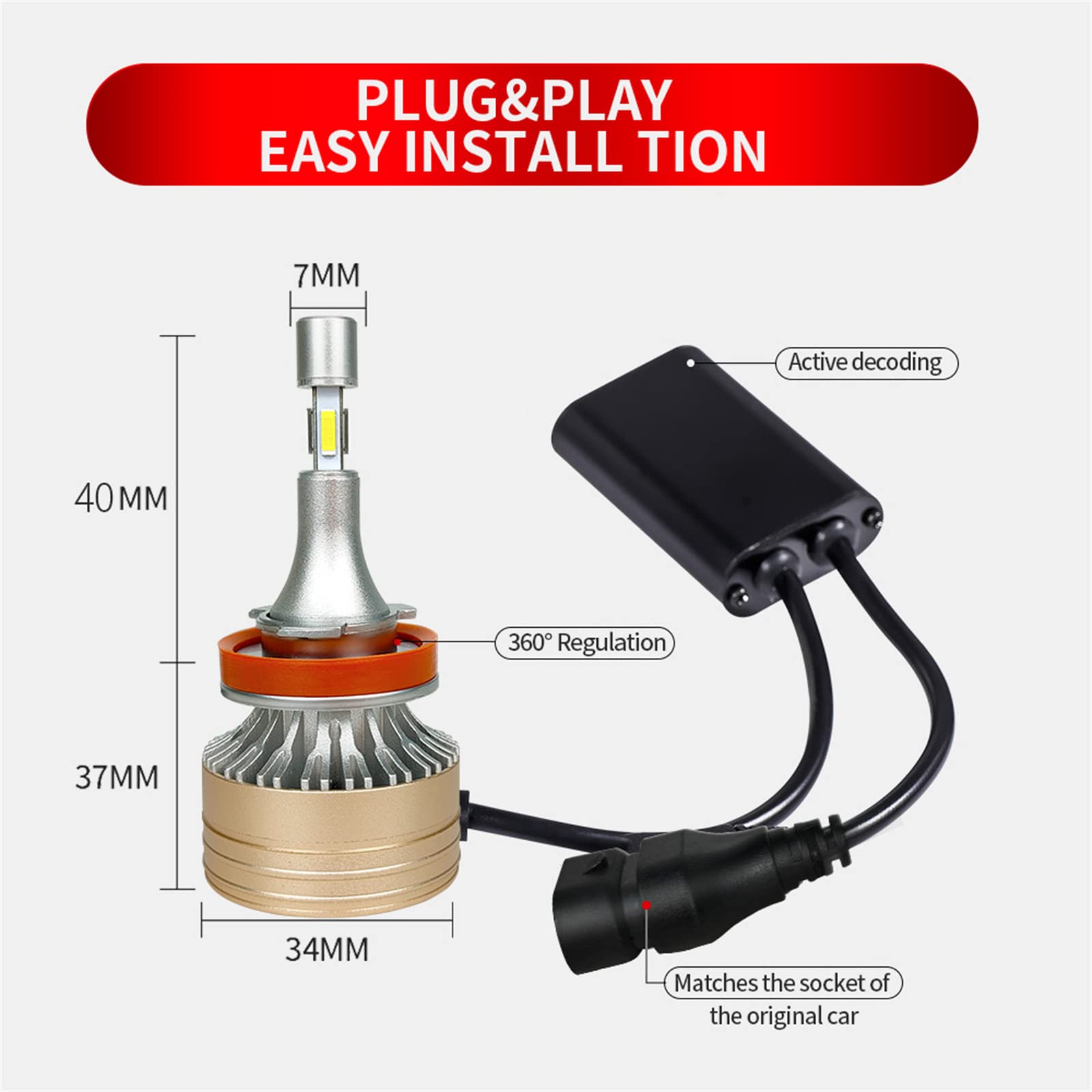 Lampadine Per Fari A LED, 110W 110000 Lumen Kit Di Conversione Per Fari A LED Super Luminosi 6000K Bianco Freddo IP68 Impermeabili, Confezione Da 2,H7