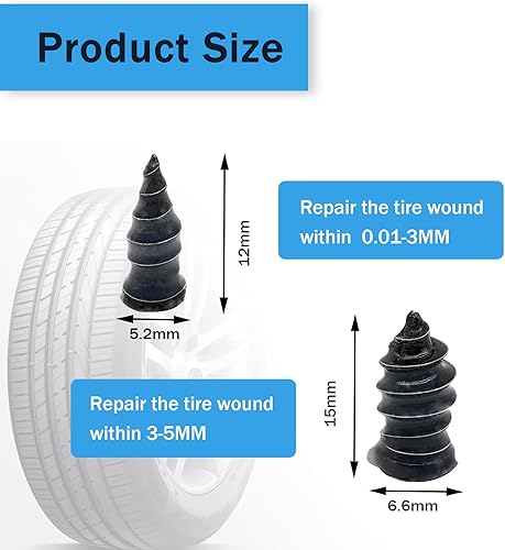 Miniatura 2 de 60 clavos de goma duraderos para reparación de neumáticos, uñas de tornillo de goma antideslizantes para reparación de pinchazos de neumáticos,