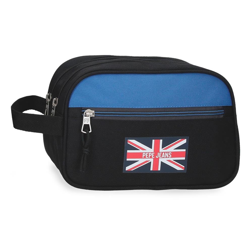 Pepe Jeans Henry Neceser Dos Compartimentos Adaptable Black 26x16x12 cm Polyester 4,99L by Joumma Bags