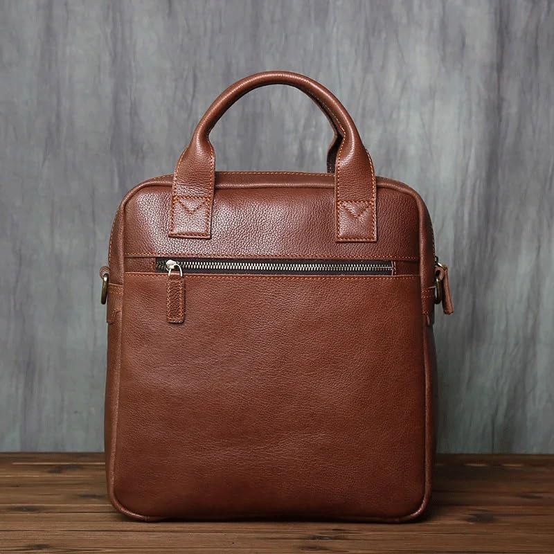 JSEIAJB Retro Leather Men's Handbag Cowhide Vertical Single Shoulder Messenger Bag Postman Briefcase Computer Bag4