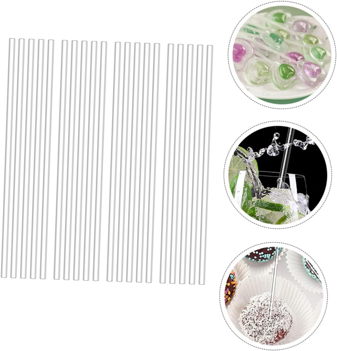 100pcs Acrylic Lollipop Sticks Reusable White DIY for Cakes