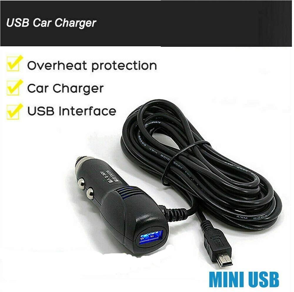 CÃ¢ble Alimentation CamÃ©ra Voiture - 2 Ports USB 3.5A - Convertisseur 12V Vers 5V Mini USB Pour GPS DVR