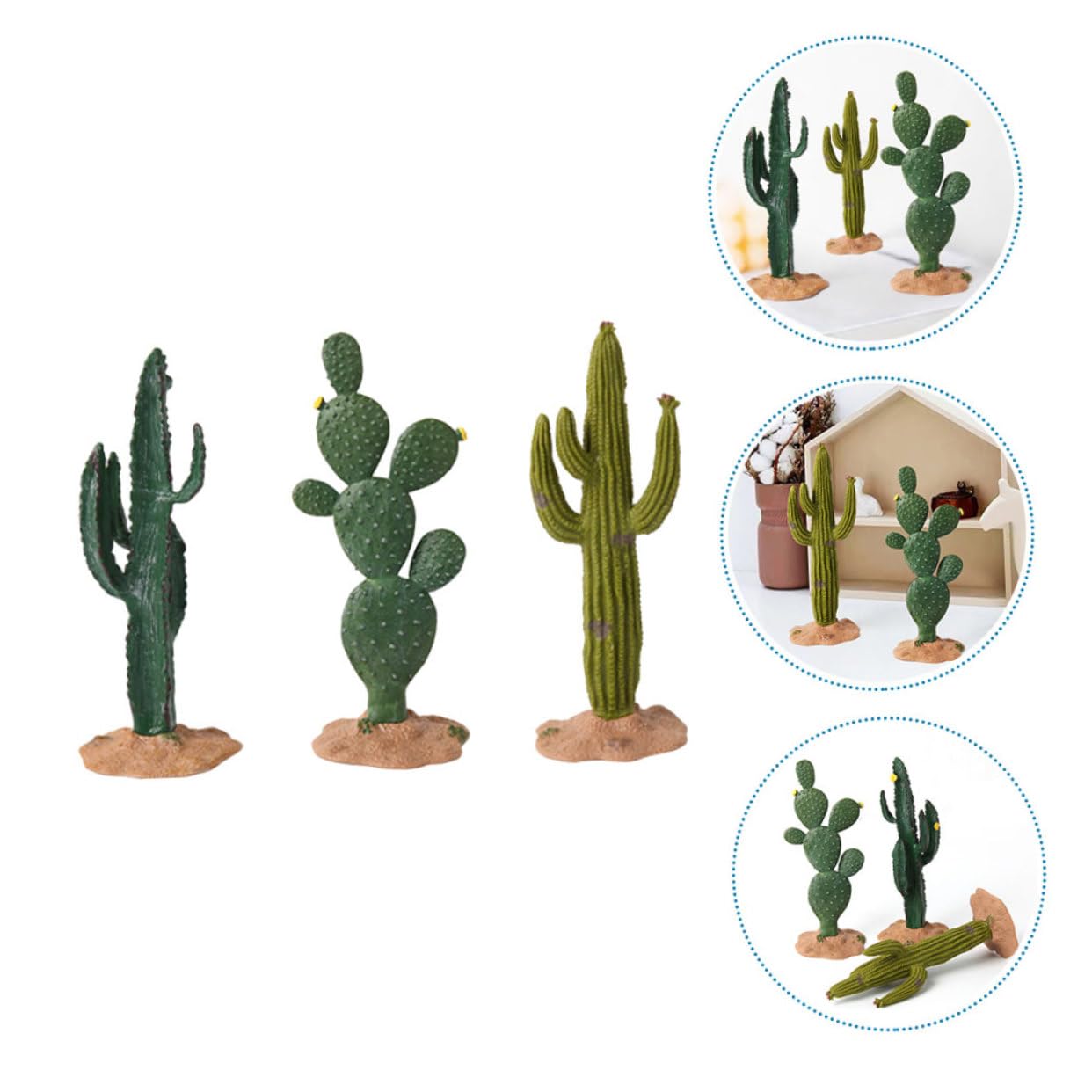ABOOFAN 5 Juegos De Estatuas De Cactus para Jardín Adornos Simulados Figuras De Cactus Ligeras Y Portátiles 3 Piezas X 5