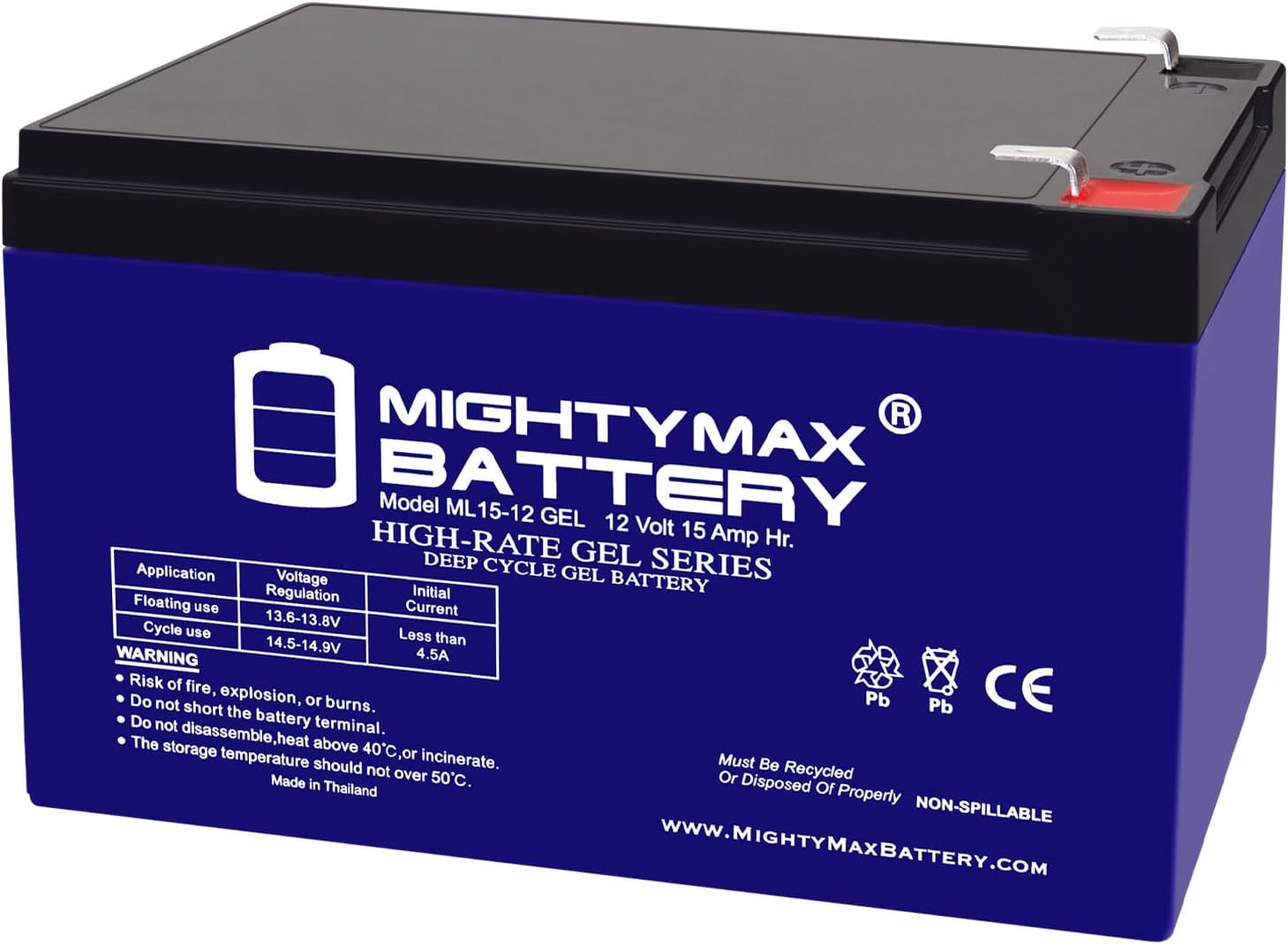 Mighty Max Battery 12V 15AH Gel F2 Replacement Battery Compatible with Goal Zero Yeti 150 Solar Generator