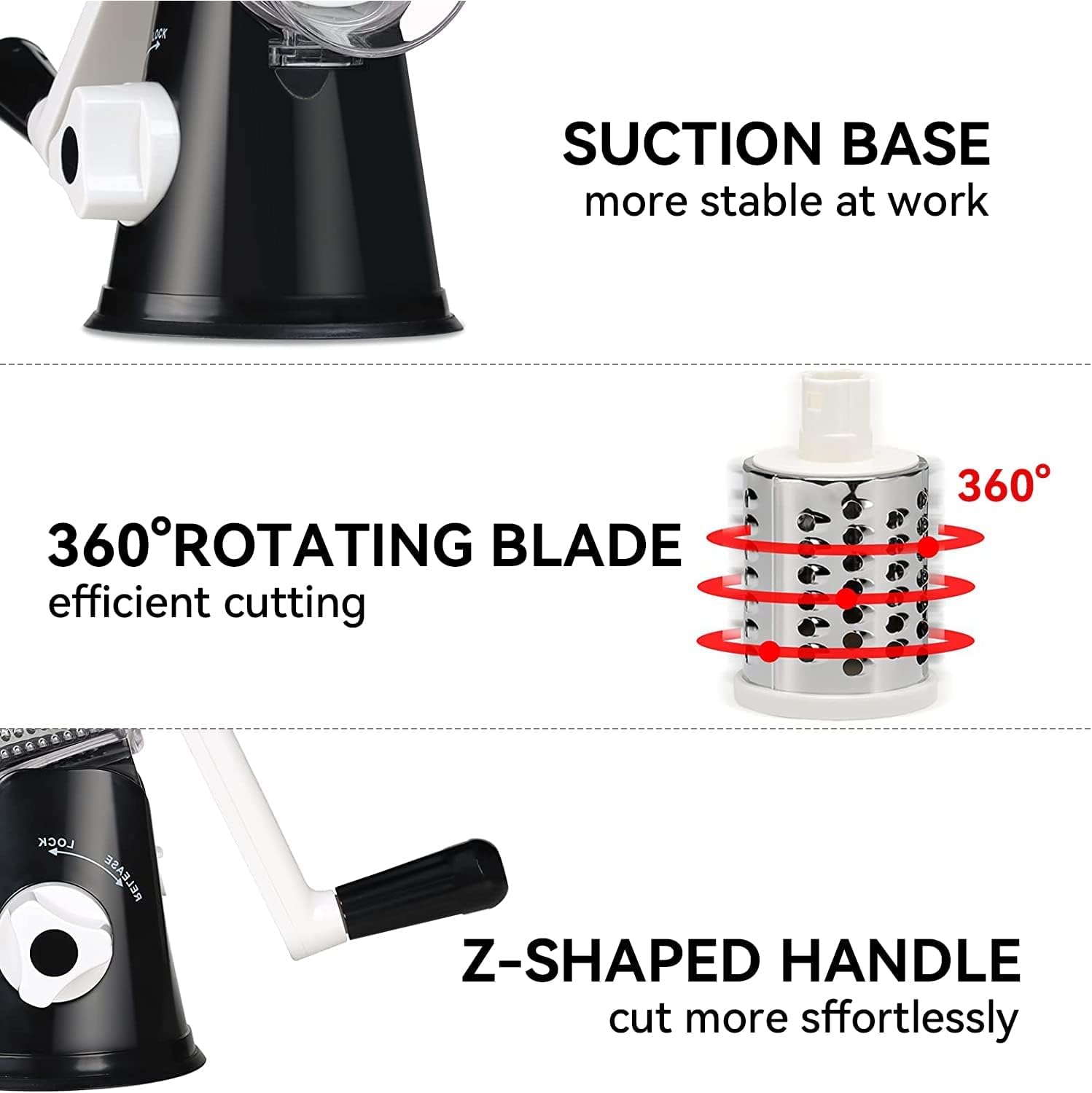 Rotary Cheese Grater Vetable Shredder with Handle Round Kitchen