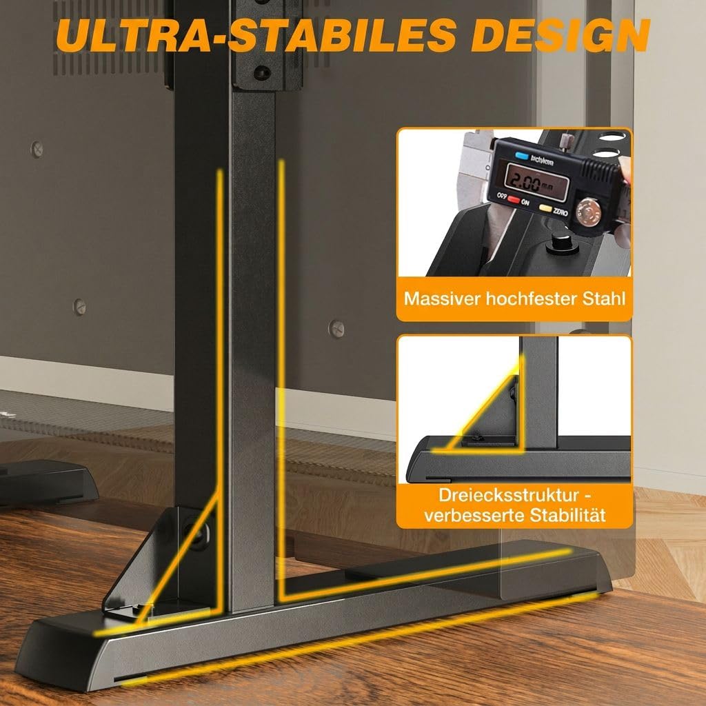 TVON Universal Großer TV Ständer TV Standfuss Fernseher Standfüße Beine Höhenverstellbar für 37 zu 86 Zoll Fernseher Max. 68 KG VESA 800x600 mm