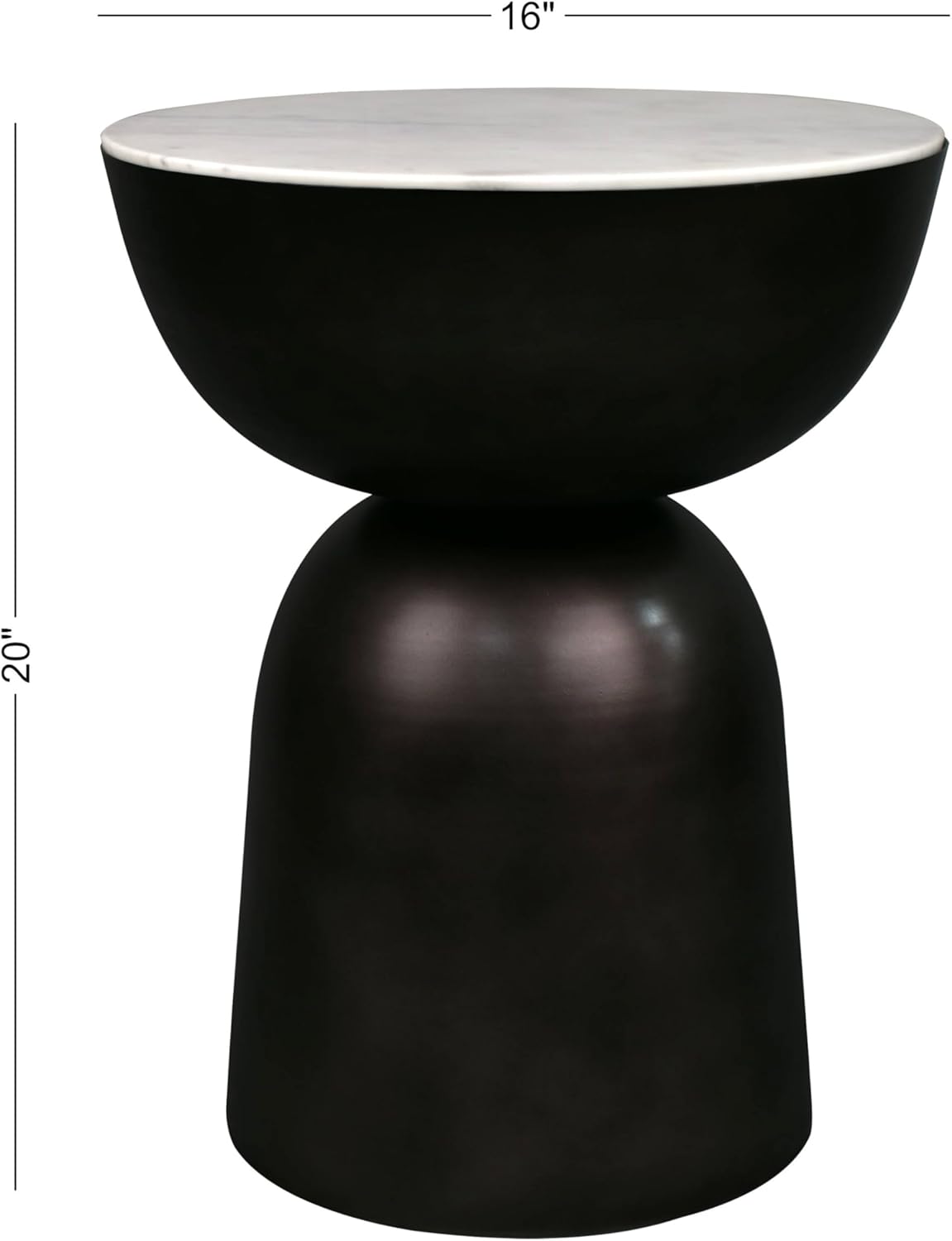 JONATHAN Y MTB1107A Atarah 20" Contemporary Natural Marble/Metal Handmade Hourglass End Table for Living Room, Bedroom, Bathroom, Black/White