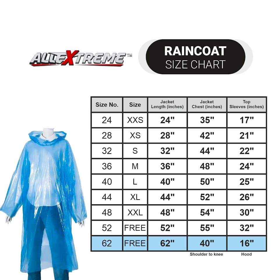 Allextreme Unisex Plastic Standard Length Poncho Raincoat with Hood Barsaati waterproof Rain Protection Rainsuit Rainwear for Outdoor Activities Traveling Camping (Blue, Pack of 1), Free Size 4