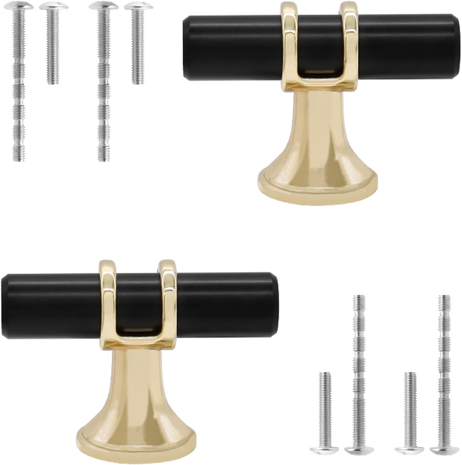 Cionyce 10 Pack Black Gold Knobs,Single Hole Drawer Pulls Dresser
