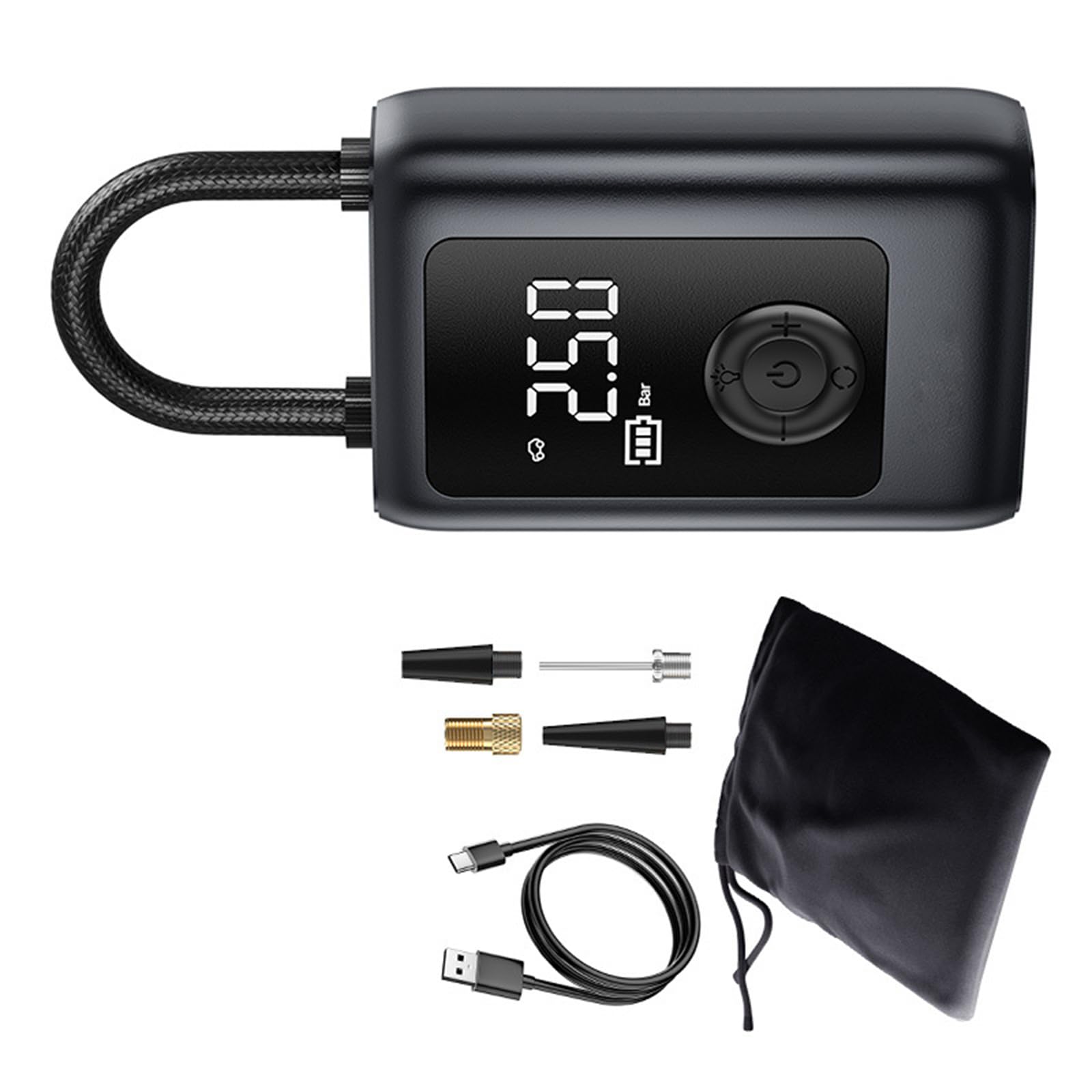 Tertioi B Rechargeable And Portable Air Compressor, Tire Inflator Pump With Digital Display, Easy To Carry, Air Pump With Digital Display
