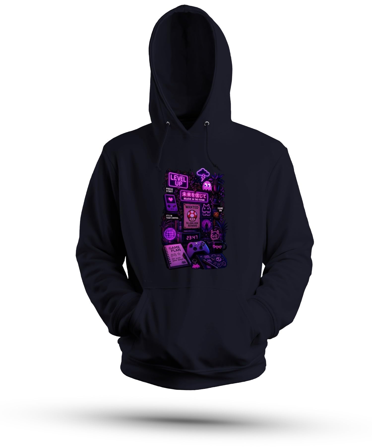 Level Up Eat Sleep Game Japan Y2K - Felpa con cappuccio