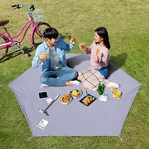 Khaco Waterproof Camping Tarp Thicken Picnic Mat Durable Beach Pad Hexagonal Tent Mat Multifunctional Tent Footprint Sun Canopy Ground Sheet for Hiking Traveling Backpacking, M
