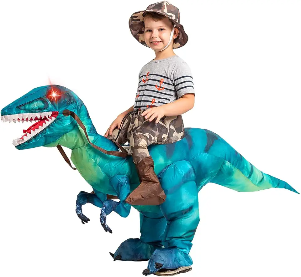Fantasia de dinossauro inflável para crianças, fantasias de Halloween para meninos e meninas, fantasia divertida para festa de Halloween Cosplay