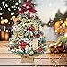 DEWUR 2ft / 24 inch Tabletop Christmas Tree with LED Lights - Small Artificial Mini Tree for Christmas Decorations (Red with Snow)