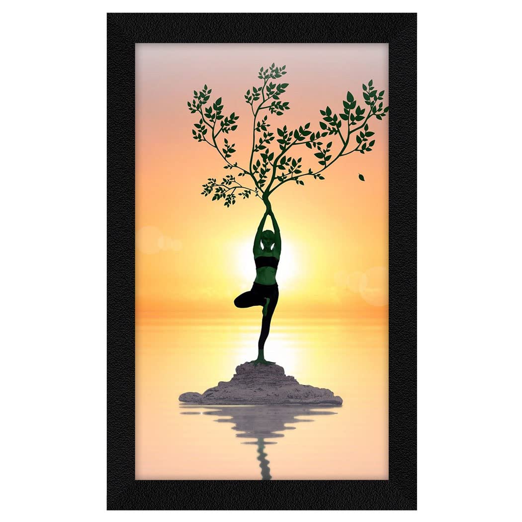 Jitesh Arts Decorative Art Unique Mother Nature Sunrise Sea Yoga Painting For Home Office Kitchen Bedroom Dining Room Living Room Wall Decoration