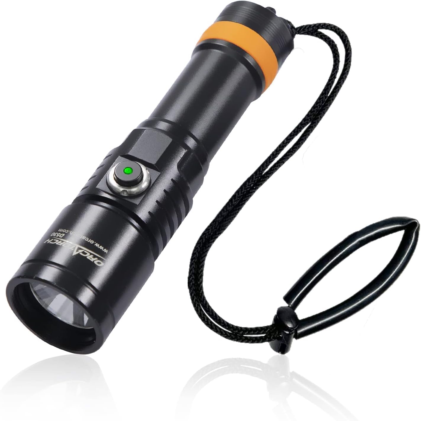 ORCATORCH D530 Luce Subacquea 1300 lumen 8° Angolo Fascio Stretto Lega Titanio 2 Modalità USB 150M