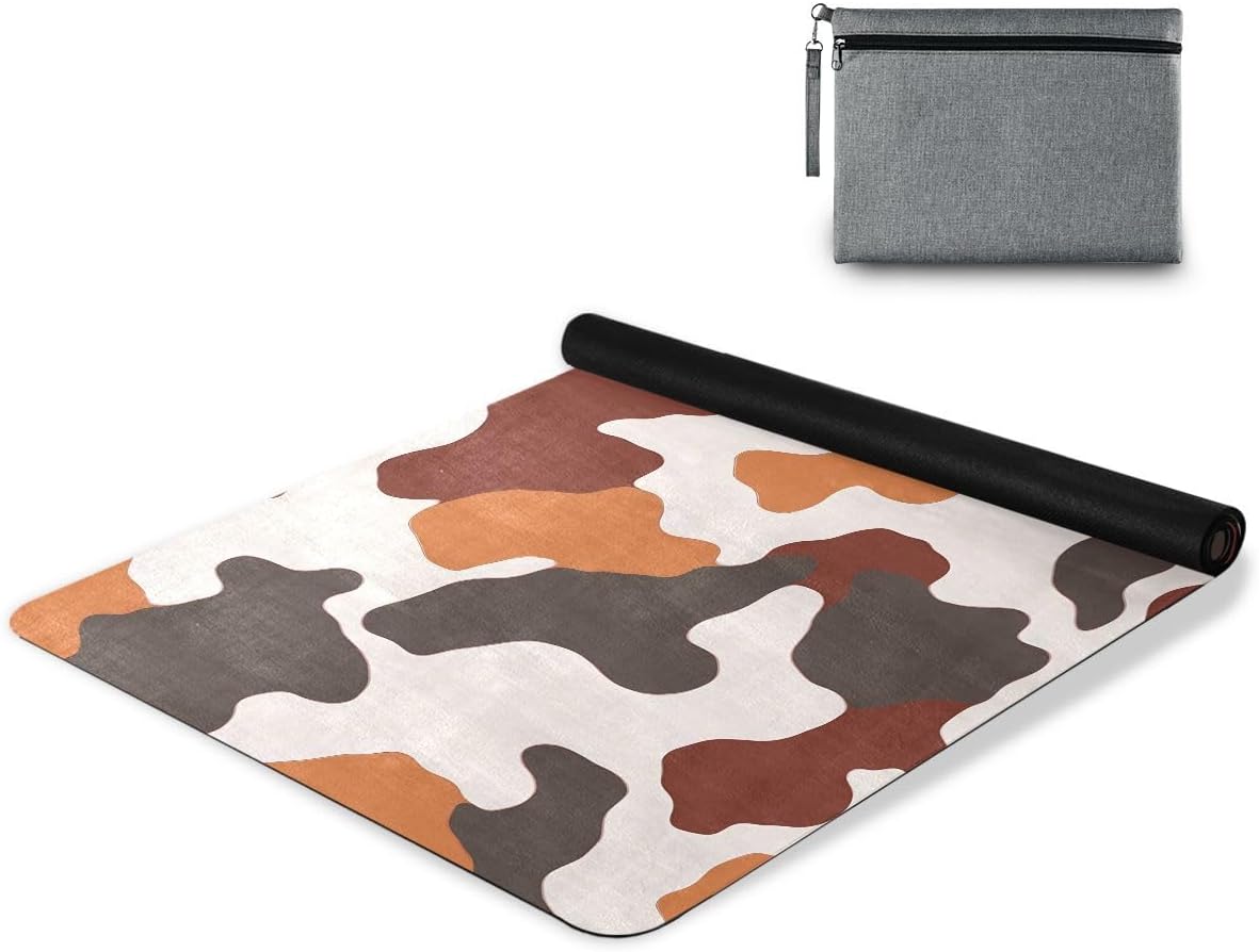 ALAZA Orange Red Cow Pattern Yoga Mat Non Slip Fitness Exercise Mat, Workout Mat for Yoga, Pilates and Floor Exercises