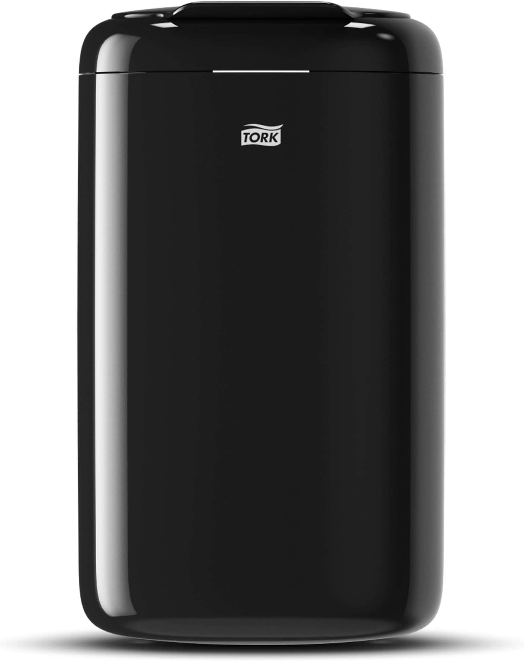 Tork Elevation Waste Paper Bin 5L - Compact Sanitary Bin with Self-Closing Lid - Flexible Mounting on Walls, Bathrooms or Cubicles - 33.8 x 19 x 16 cm - Black
