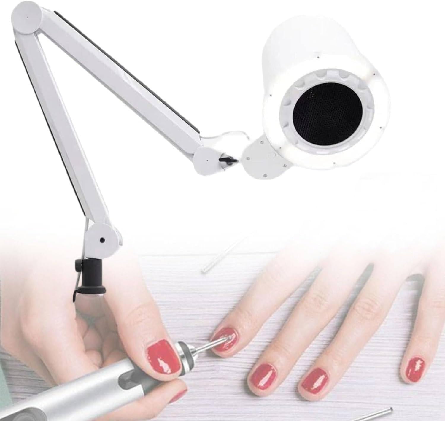 Nail Duster Collector,41w Nail Dust Fan Nail Cleaner,4500k Portable Nail Vacuum Cleaner Powerful Dust Extractor with LED Light,10 Wind Speeds Adjustable,for Pedicure & Manicure