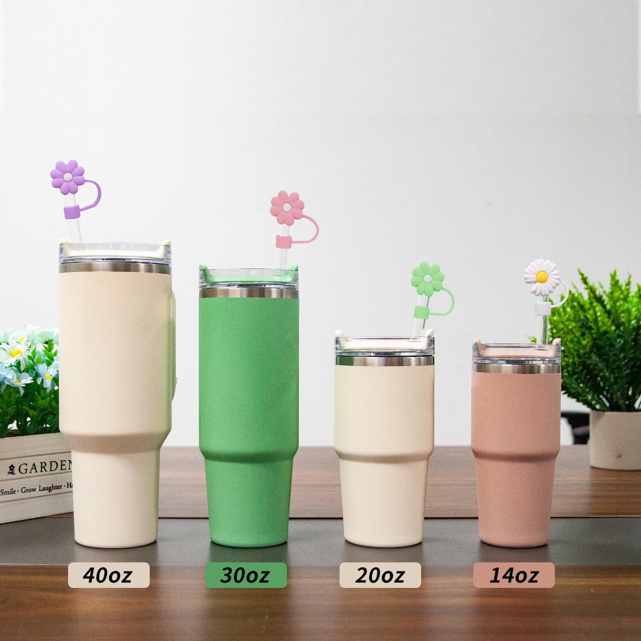 5 Pcs Flower Straw Toppers, Straw Covers for Stanley cup with lid, straw cover cap 20/30/40oz, with lid (Flowers-S, 5Pcs)