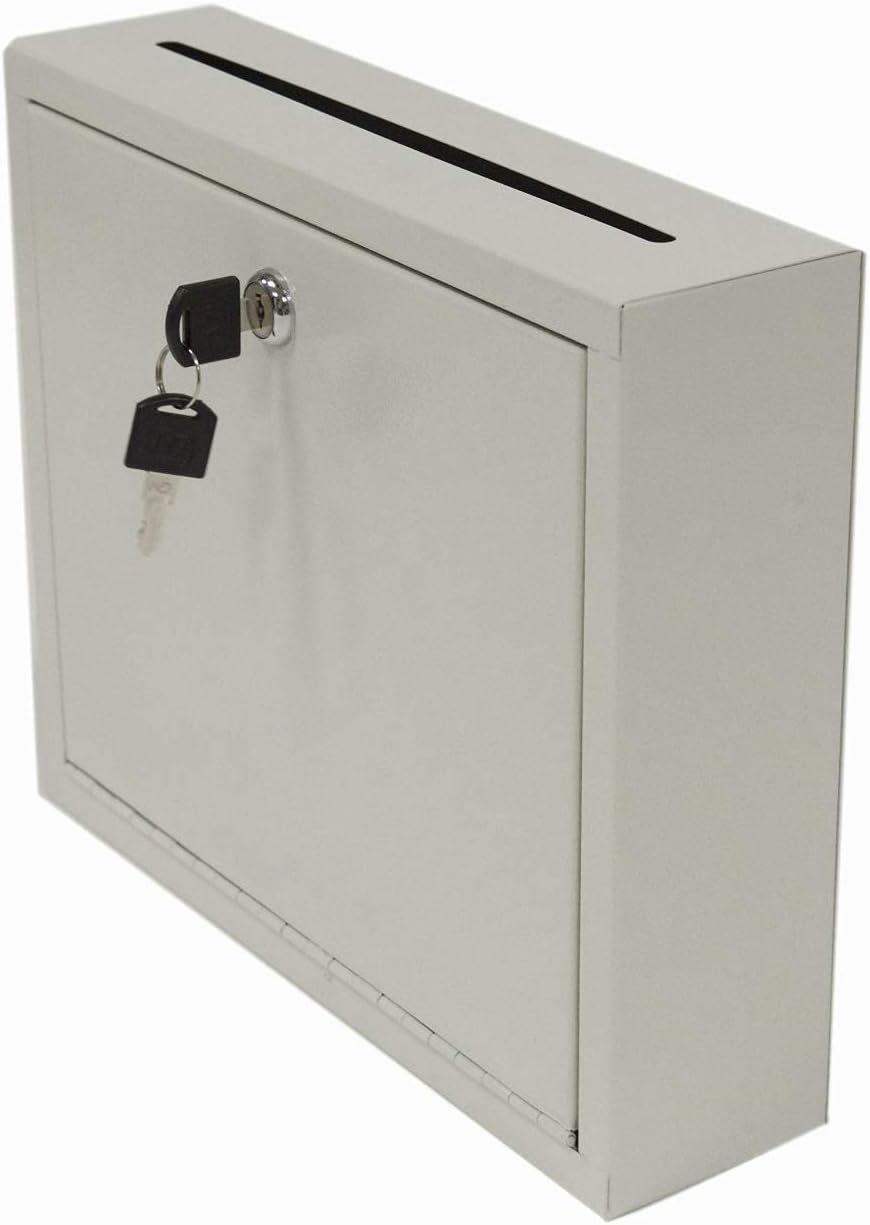 FixtureDisplays® Steel Multipurpose Wall Mountable Suggestion Donation Mail Cash Drop Box, Medium Size 15212-beige : Office Products