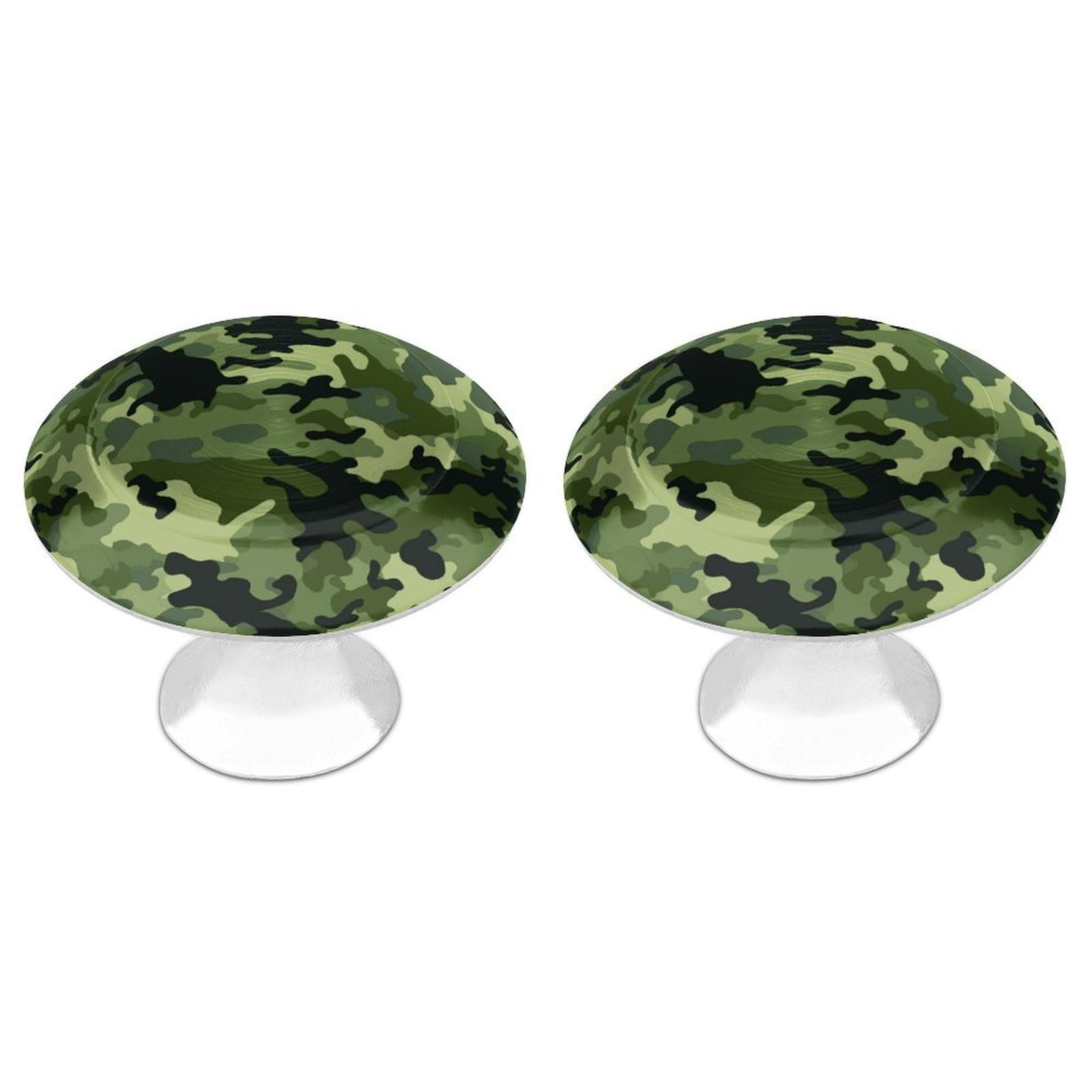 FekiLoot Camo Green Cabinet Knobs Personality Stainless Steel Round Drawer Handles Circle Modern Cabinet Handles Drawer Knobs for Kitchen Dresser Bathroom Cupboard Furniture