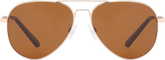 Piranha Charter Gold Aviator Sunglasses for Men with Brown Polarized Lens