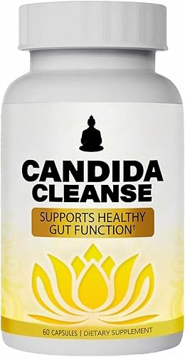 Candida Cleanse, apoyo intestinal y colon, fórmula avanzada de probióticos y hierbas, hoja de orégano, ajenjo, nogal negro, ácido caprílico-1 para